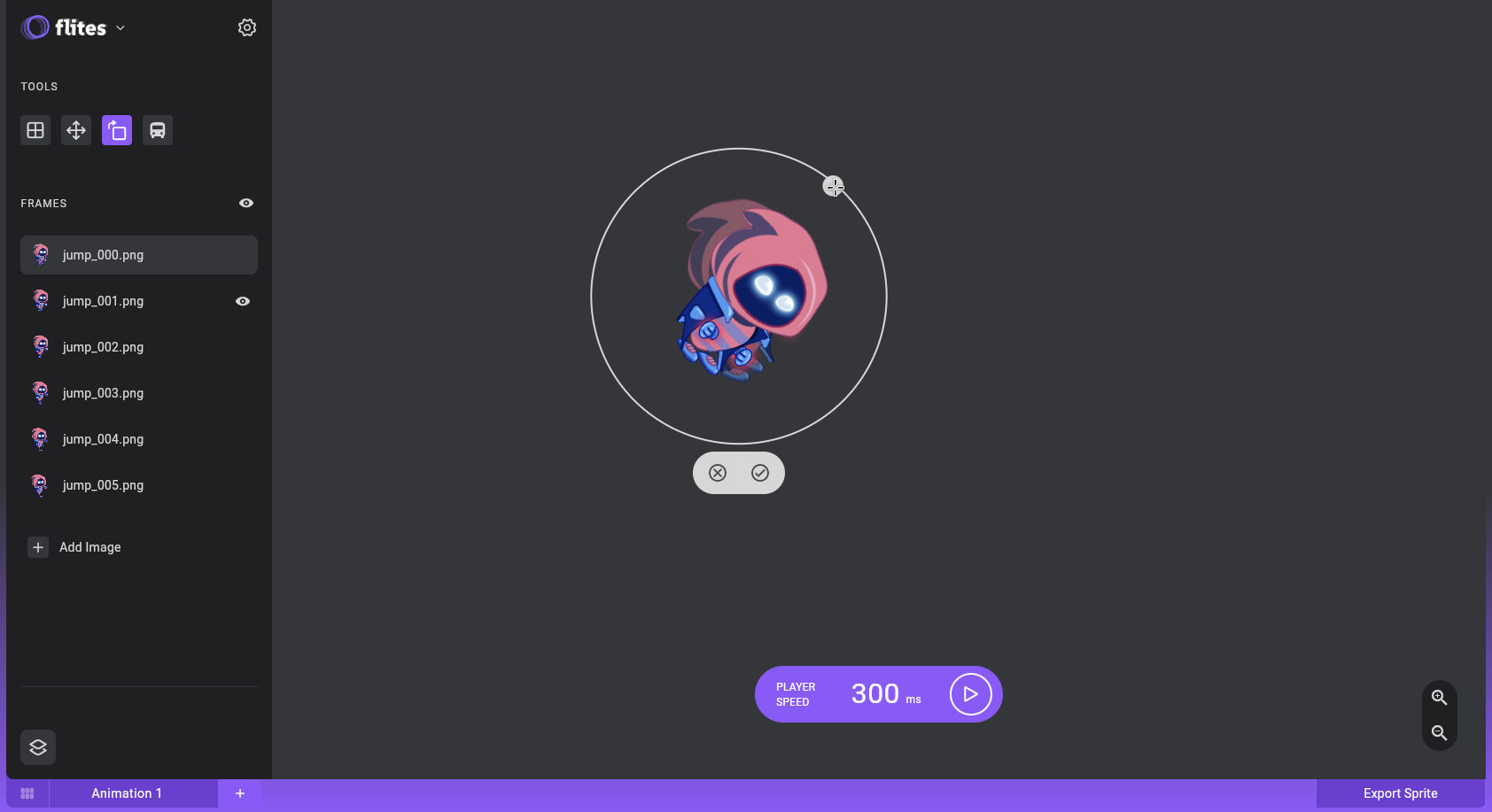 Screenshot showing rotation tool
